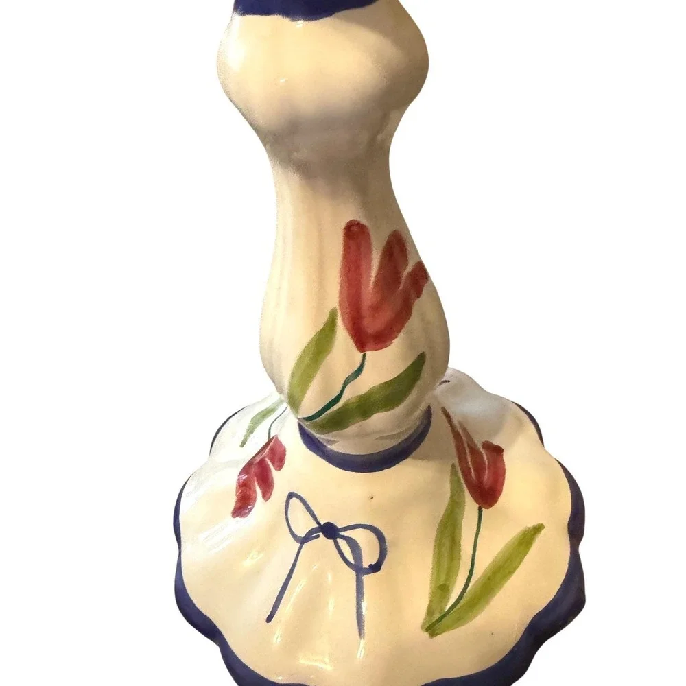 2 Hand Painted‎ Italian Ceramic Candle Holders 9